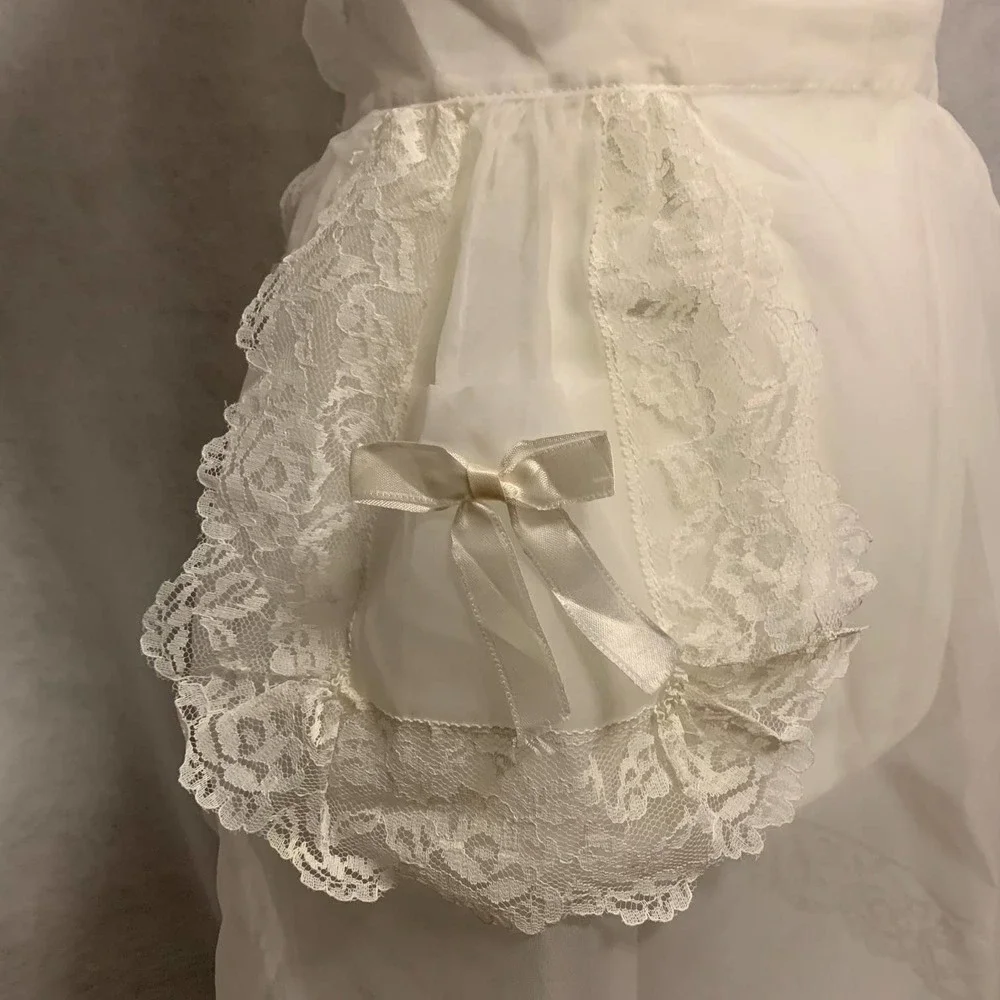 Vintage Sheer White With Lace‎ Hostess Apron